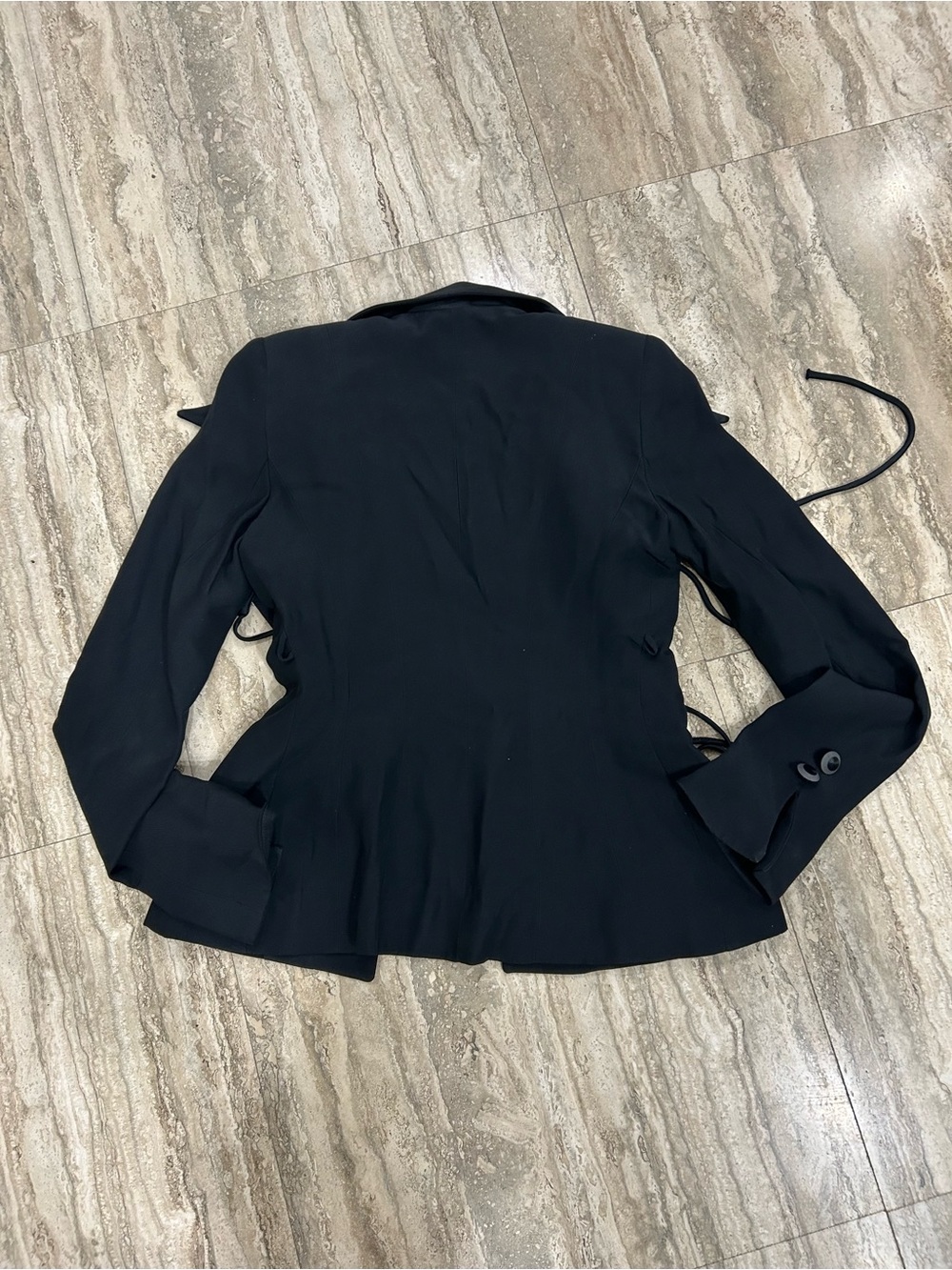 Neiman Marcus Black Tailored Lace-Cinch Blazer - Picture 6 of 6